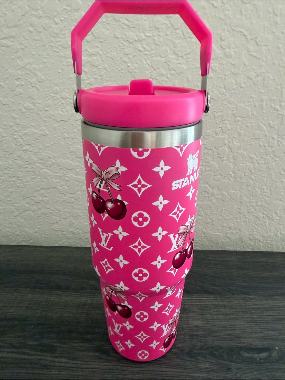 Stanley IceFlow 30 Oz Pink Cherry Flip Straw Tumbler New